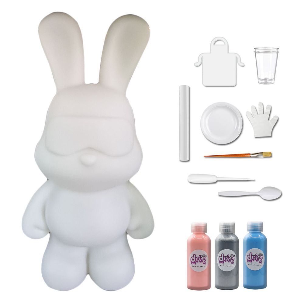 Dubai Drip Art - DIY Cool Bunny Acrylic Flow Paint Kit - Light Pink/Silver/Light Blue