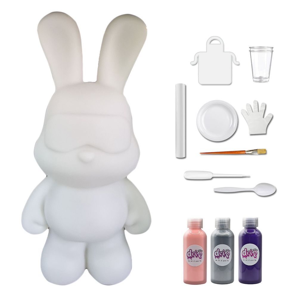 Dubai Drip Art - DIY Cool Bunny Acrylic Flow Paint Kit - Light Pink/Silver/Dark Purple