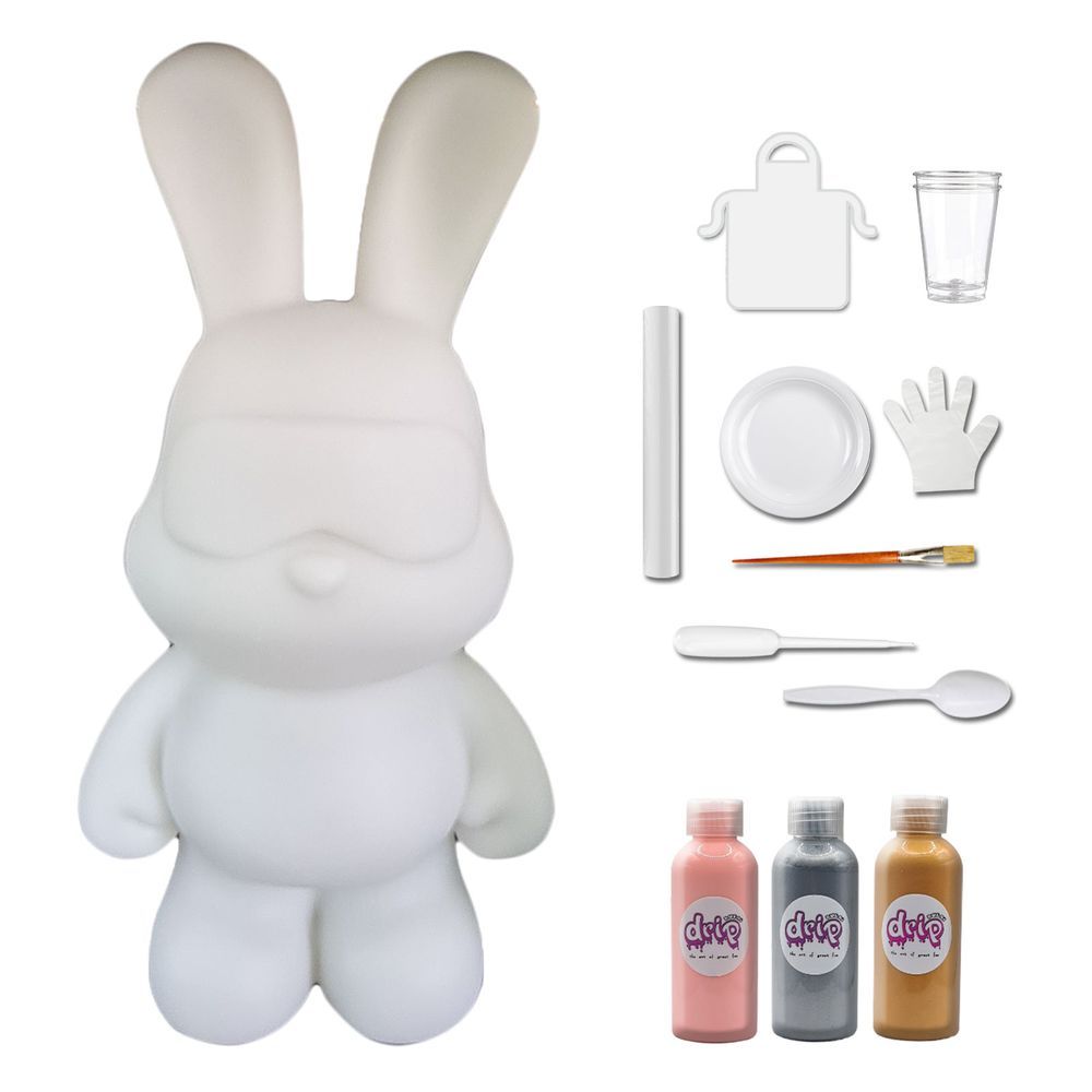 Dubai Drip Art - DIY Cool Bunny Acrylic Flow Paint Kit - Light Pink/Silver/Gold