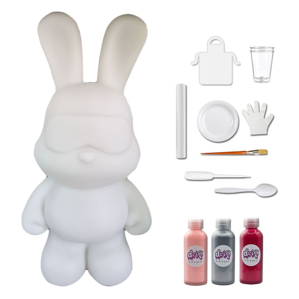 Dubai Drip Art - DIY Cool Bunny Acrylic Flow Paint Kit - Light Pink/Silver/Rose Red