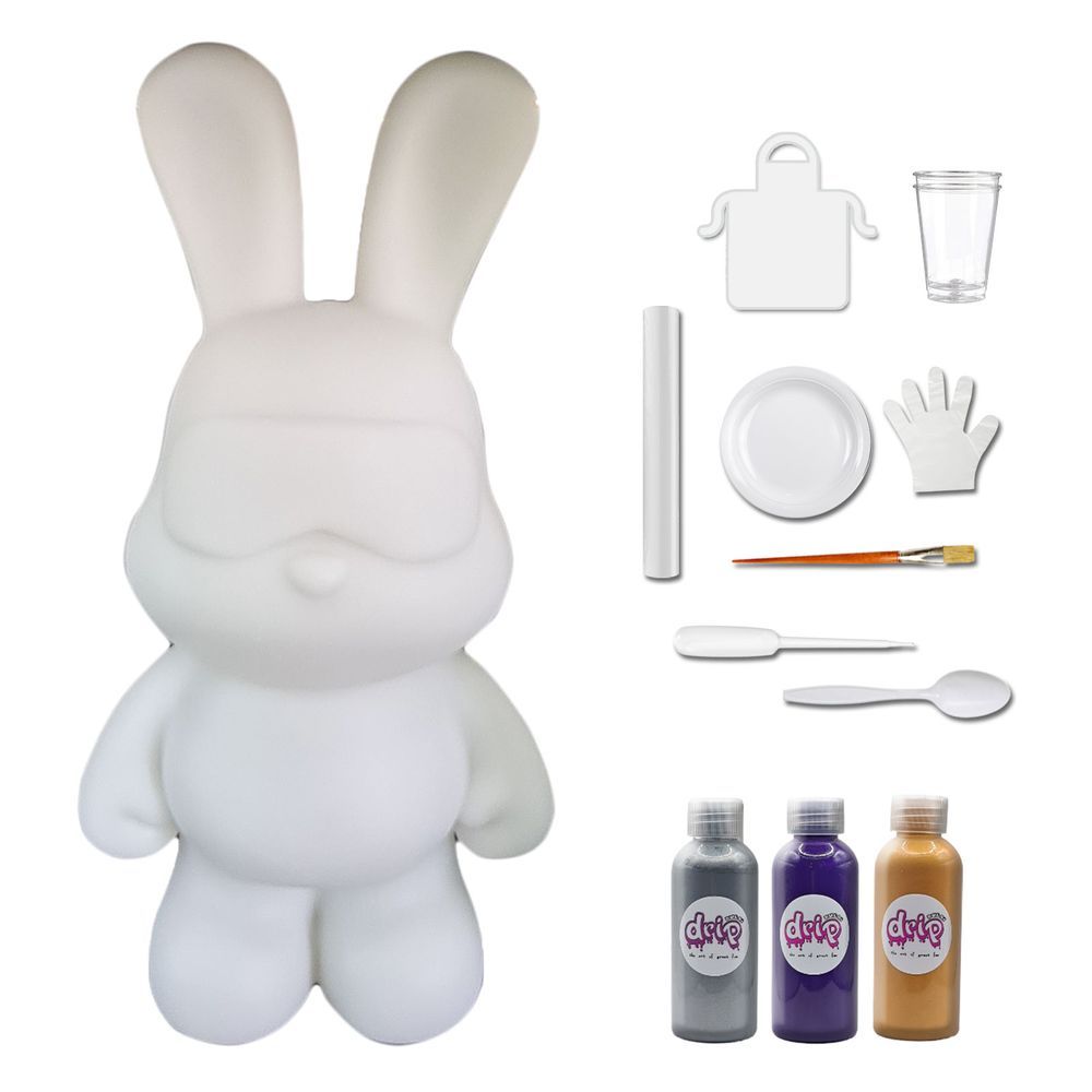 Dubai Drip Art - DIY Cool Bunny Acrylic Flow Paint Kit - Silver/Dark Purple/Gold