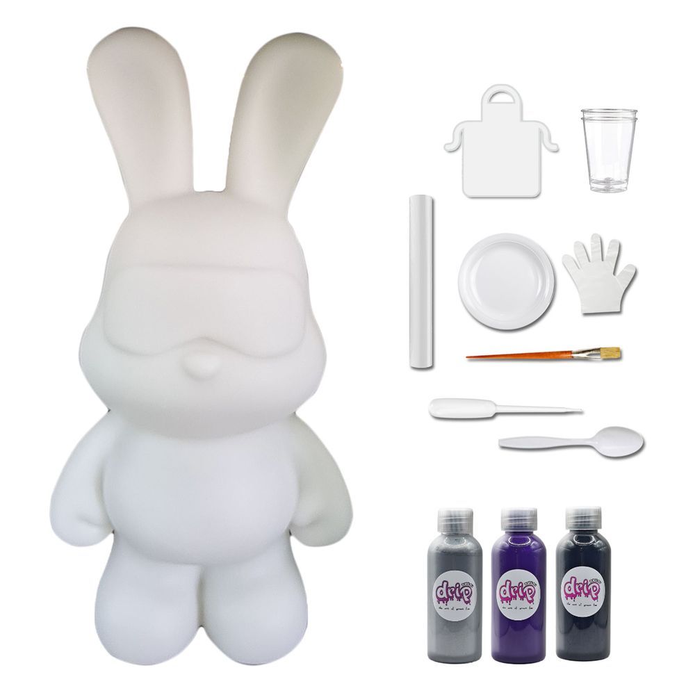 Dubai Drip Art - DIY Cool Bunny Acrylic Flow Paint Kit - Silver/Dark Purple/Black