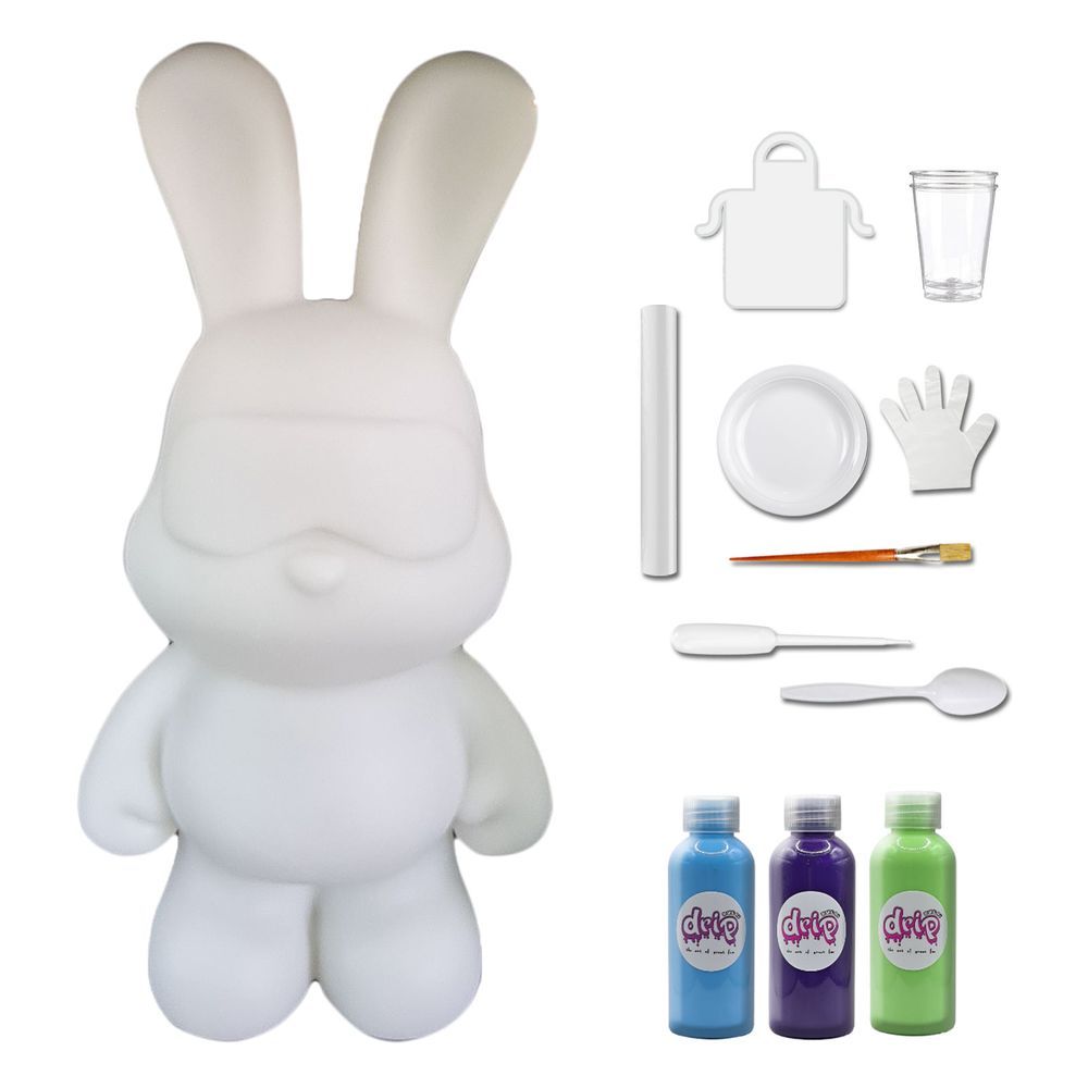 Dubai Drip Art - DIY Cool Bunny Acrylic Flow Paint Kit - Light Blue/Dark Purple/Mint Green