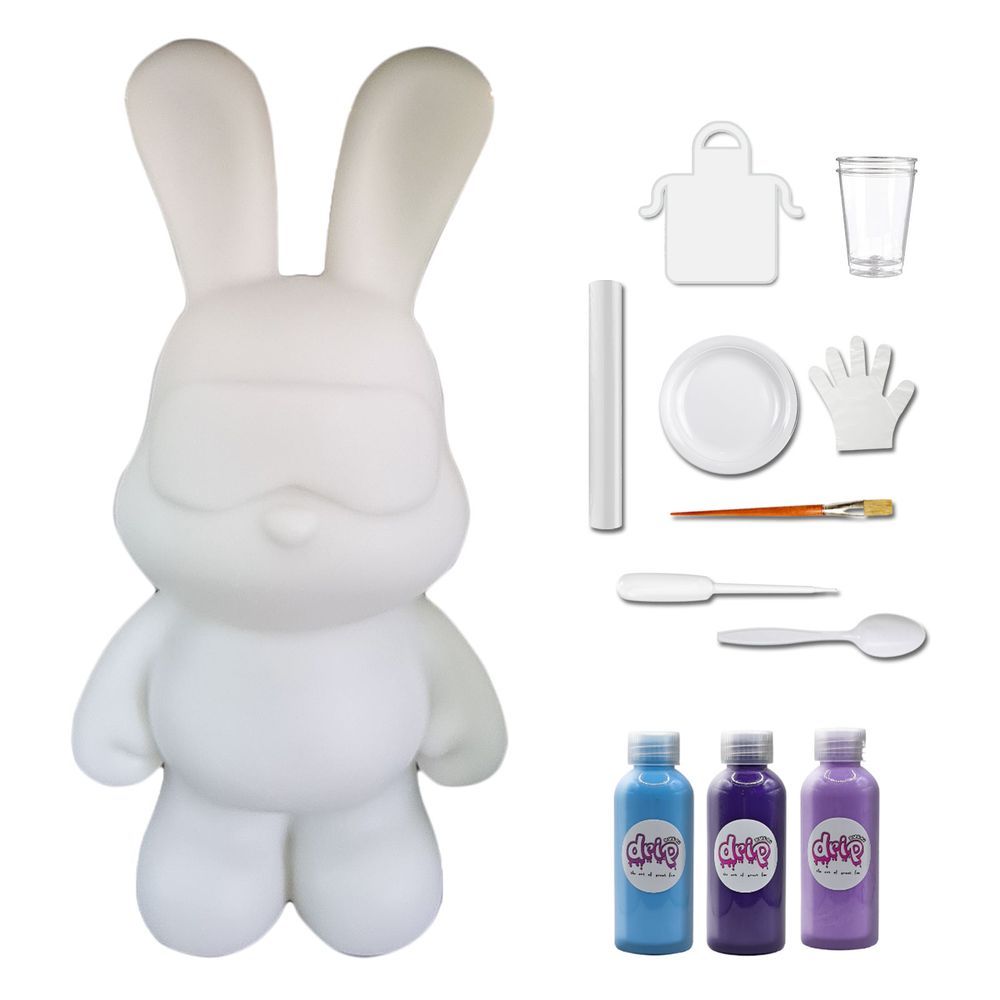 Dubai Drip Art - DIY Cool Bunny Acrylic Flow Paint Kit - Light Blue/Dark Purple/Light Purple