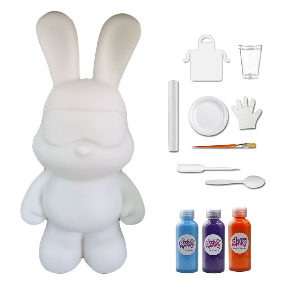 Dubai Drip Art - DIY Cool Bunny Acrylic Flow Paint Kit - Light Blue/Dark Purple/Orange