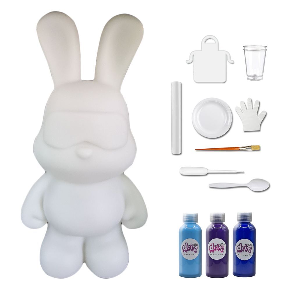 Dubai Drip Art - DIY Cool Bunny Acrylic Flow Paint Kit - Light Blue/Dark Purple/Dark Blue