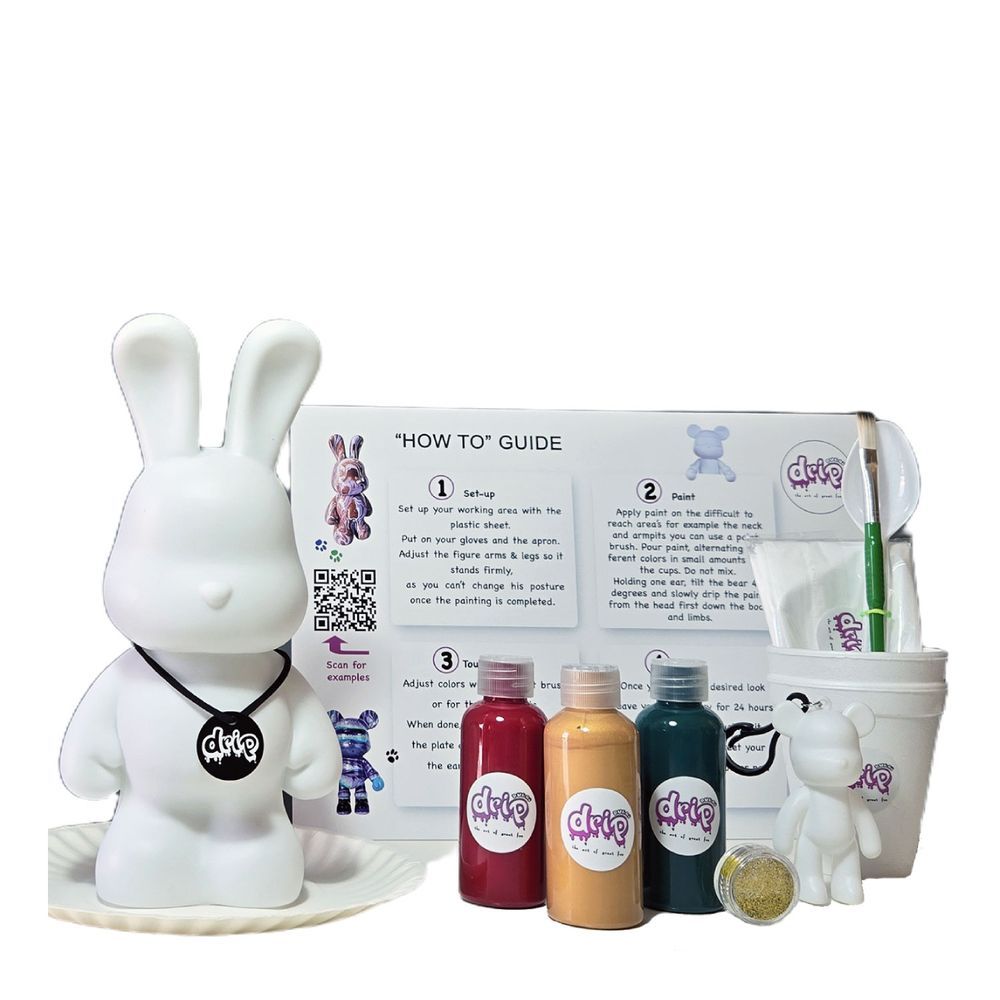 Dubai Drip Art - DIY Bunny Acrylic Pouring Paint Kit - 23 cm