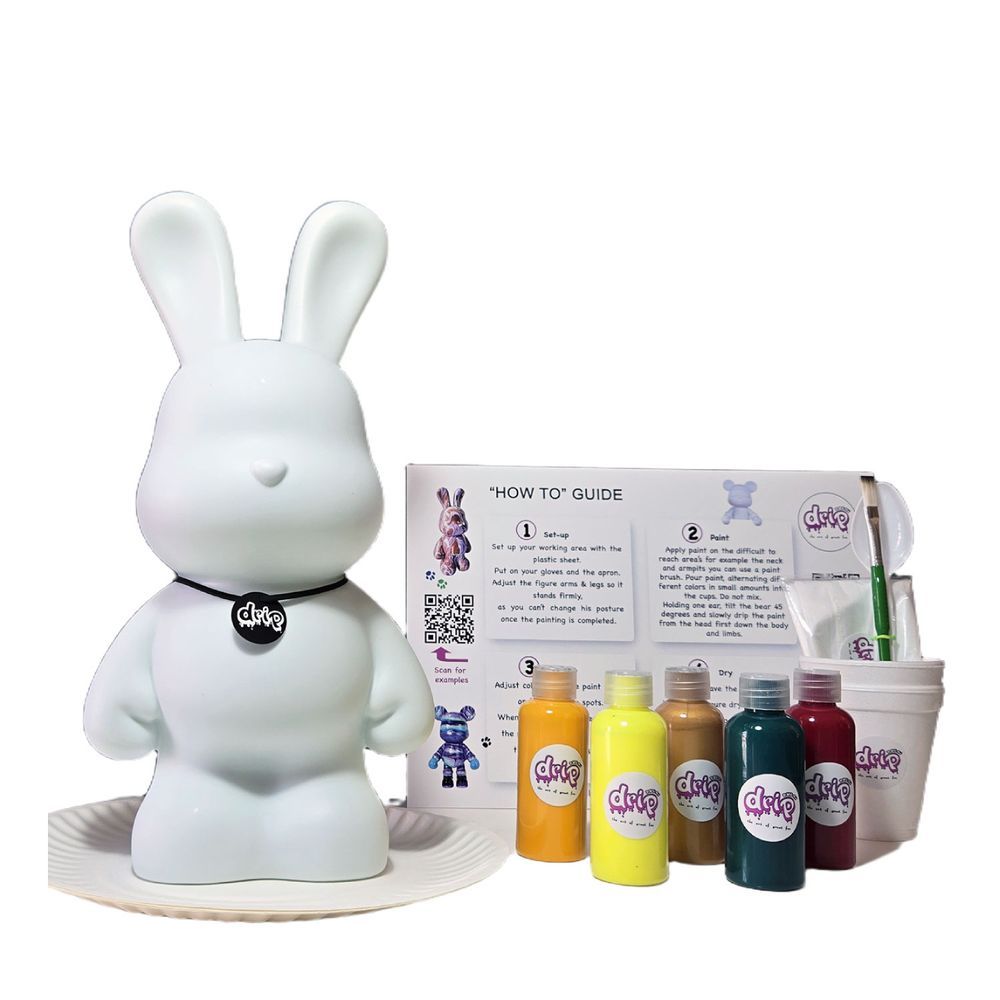 Dubai Drip Art - DIY Bunny Acrylic Pouring Paint Kit - 33 cm