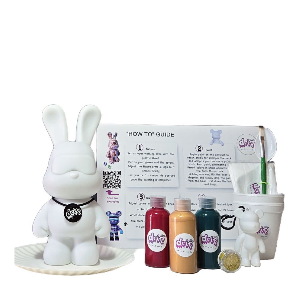 Dubai Drip Art - DIY Cool Bunny Acrylic Pouring Paint Kit - 23 cm