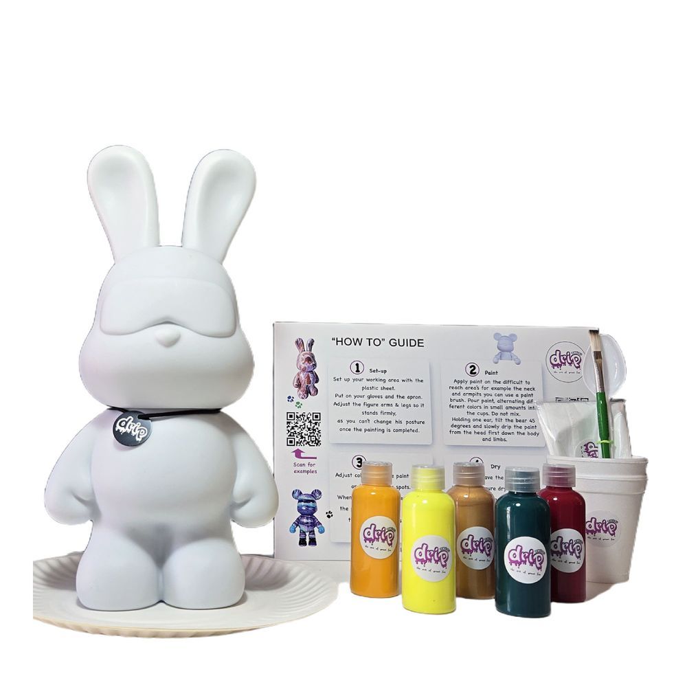 Dubai Drip Art - DIY Cool Bunny Acrylic Pouring Paint Kit - 33 cm