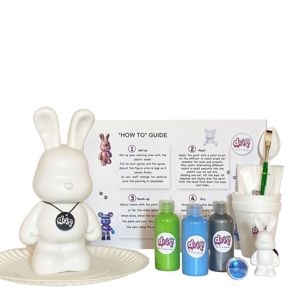 Dubai Drip Art - DIY Bunny Acrylic Fluid Pouring Paint Kit - 23 cm