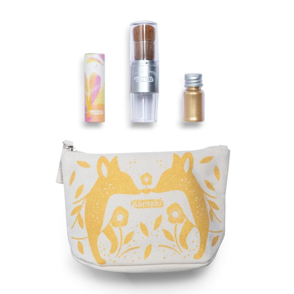 Namaki - Sparkling Organic Makeup Pouch - 2pc Set - Gold Fox