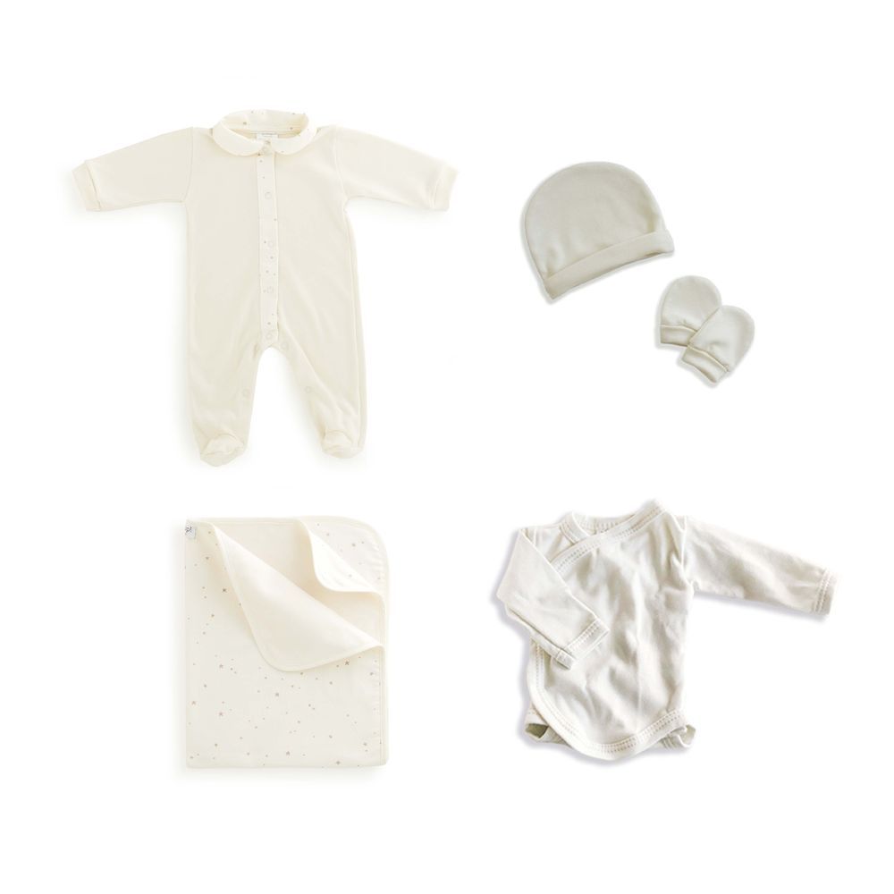 Gloop - 6pc-Set - Baby' Organic First Clothes - Soft Sky