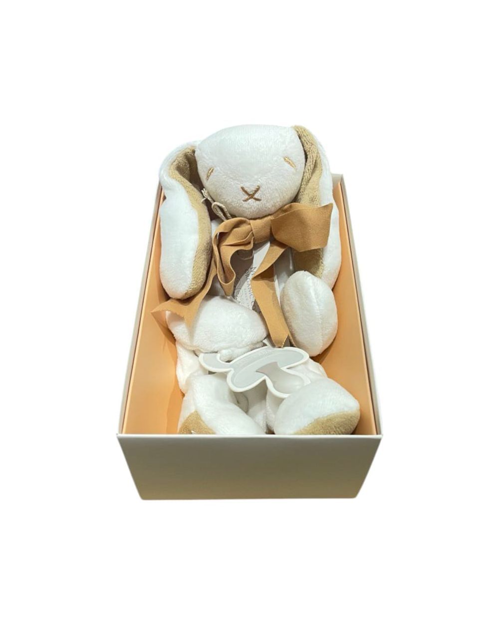 Maud N Lil - Organic Bunny Comforter - White/Biscuit (Gift Box)