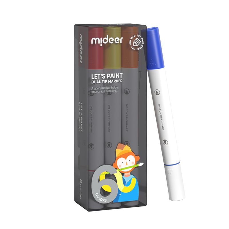 Mideer - Let's Paint Dual Tip Markers - 6 Pcs