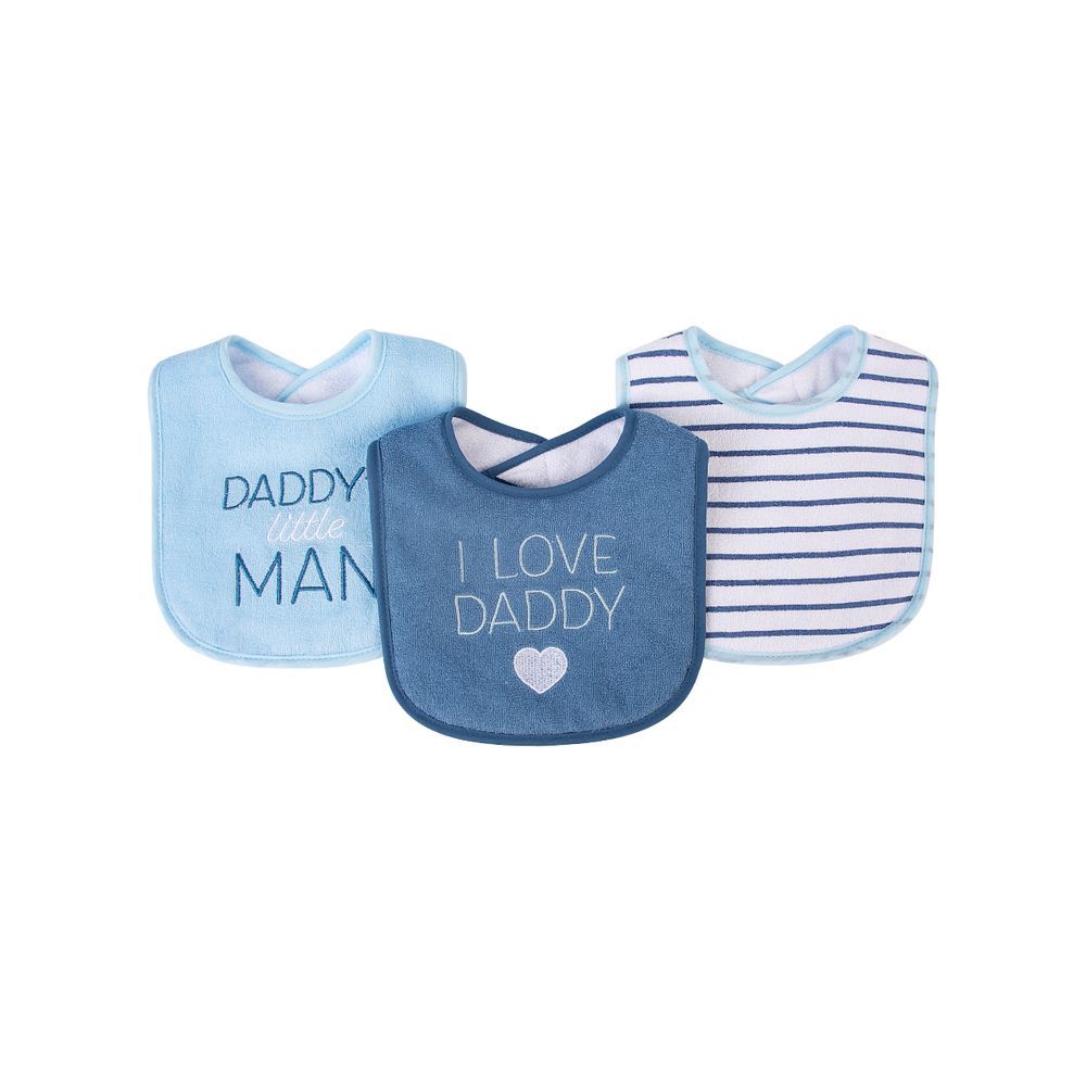 Hudson Childrenswear - 3pc-Set - Waterproof Drooler Bib - Love Daddy Blue