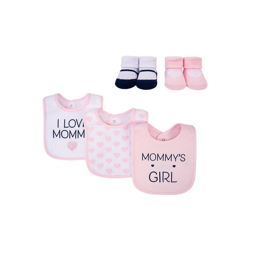 Hudson Childrenswear - 5pc -Set - Bib & Booties - Love Mommy