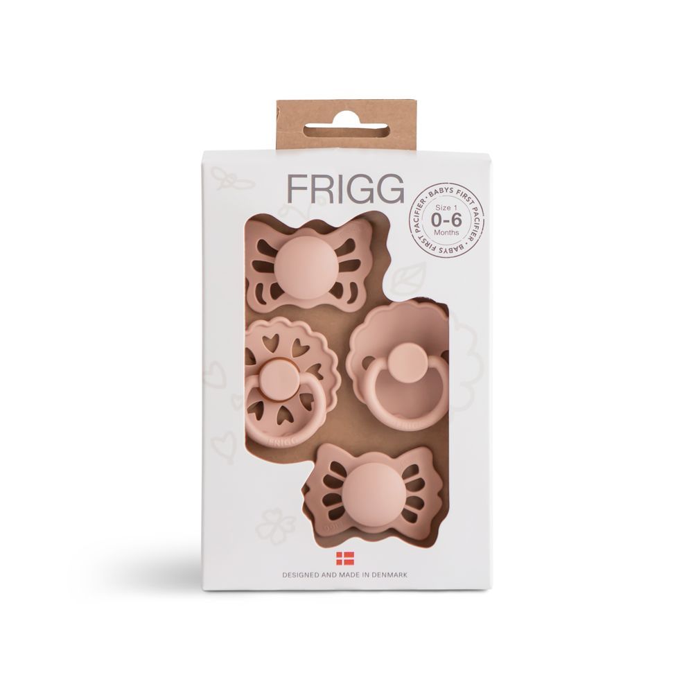 Frigg - Baby Pacifier 0-6M - 4pcs - Size1 - Floral Heart - Blush