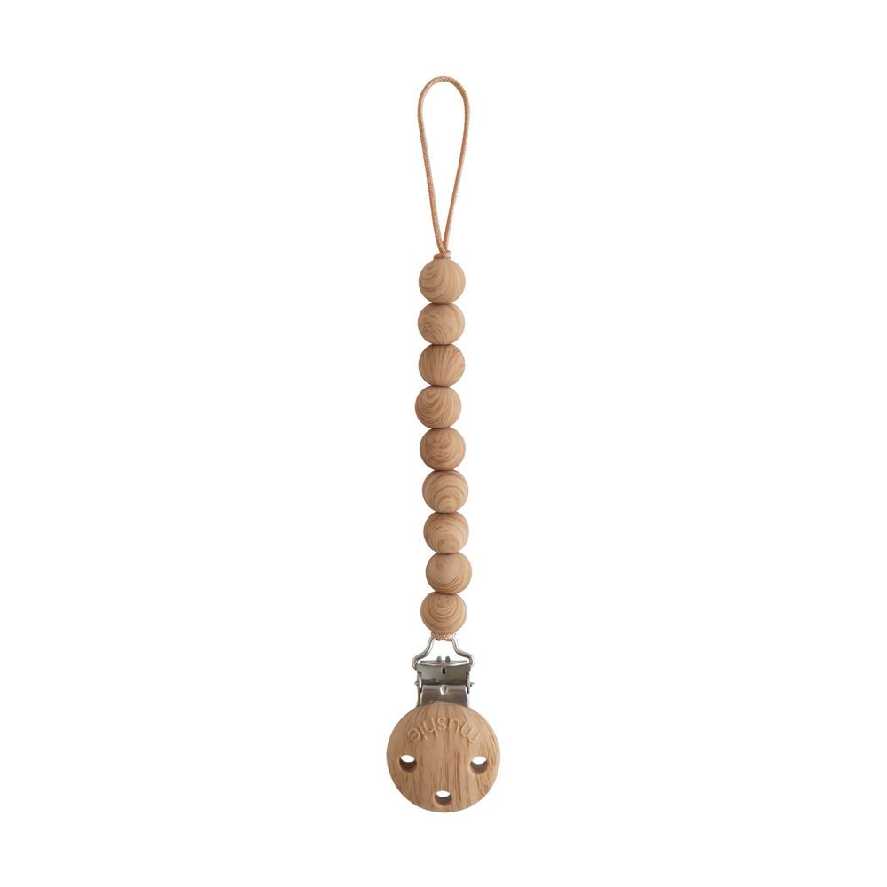 Mushie - Baby Pacifier Clip Hera - Faux Wood