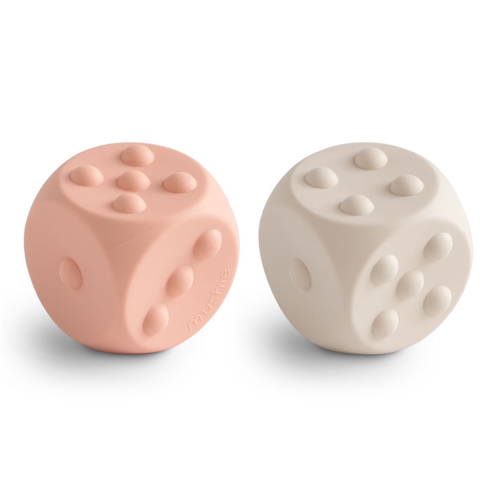 Mushie - Dice Press Sensory Toy - Blush/Shifting Sand - 2pcs