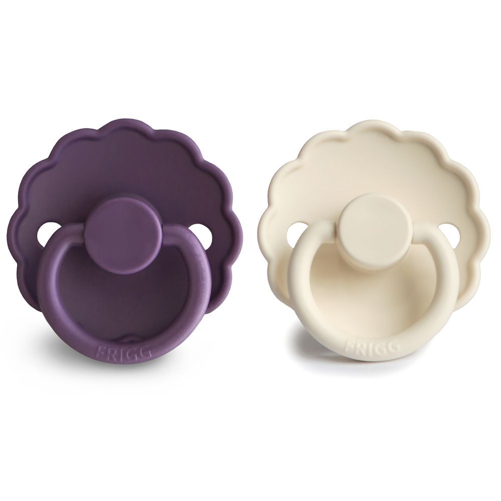 Frigg - Daisy Silicone Baby Pacifier 0-6M - S1 - Violet Dream/Cream - 2 Pcs