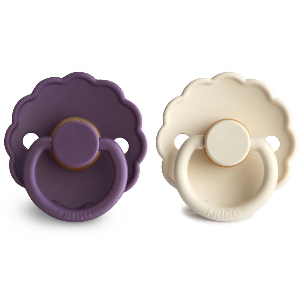 Frigg - Daisy Latex Baby Pacifier 0-6M - S1 - Violet Dream/Cream - 2 Pcs