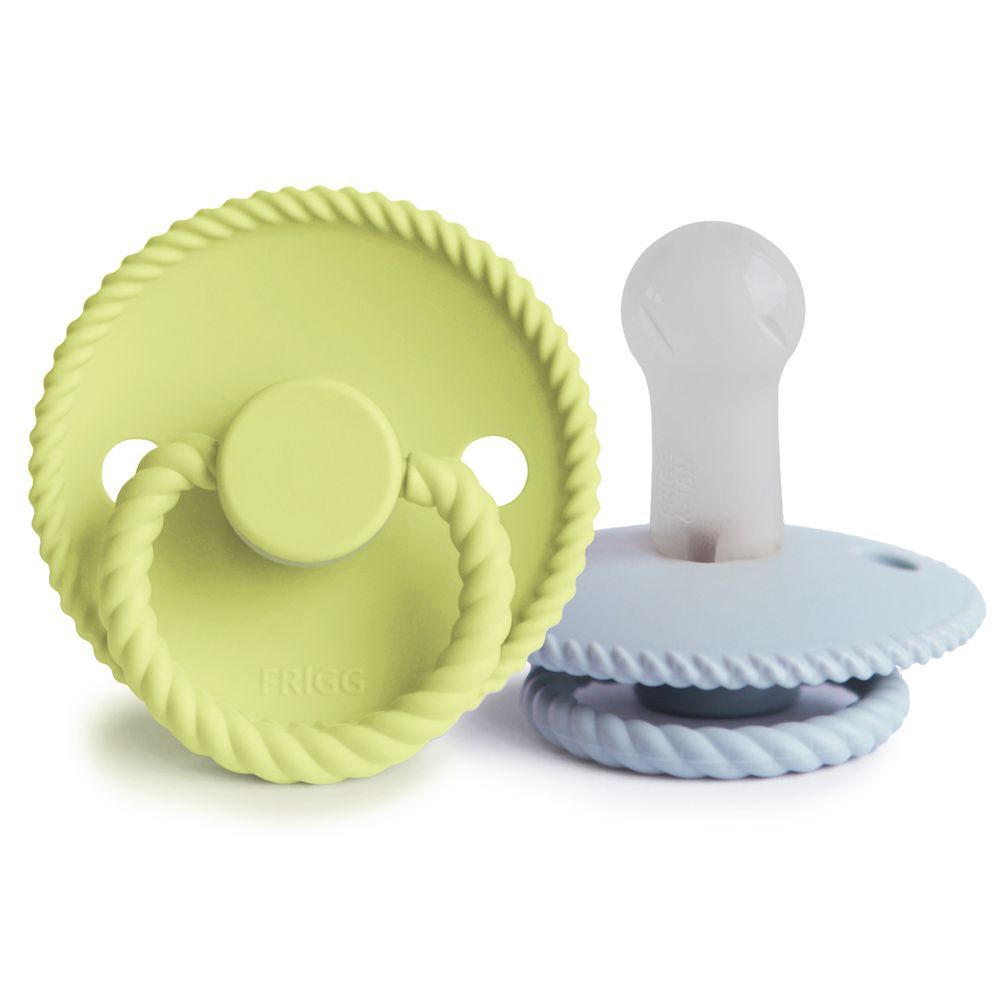 Frigg - Rope Silicone Baby Pacifier 6-18M - 2pcs - Size2 - Green Tea/Powder Blue