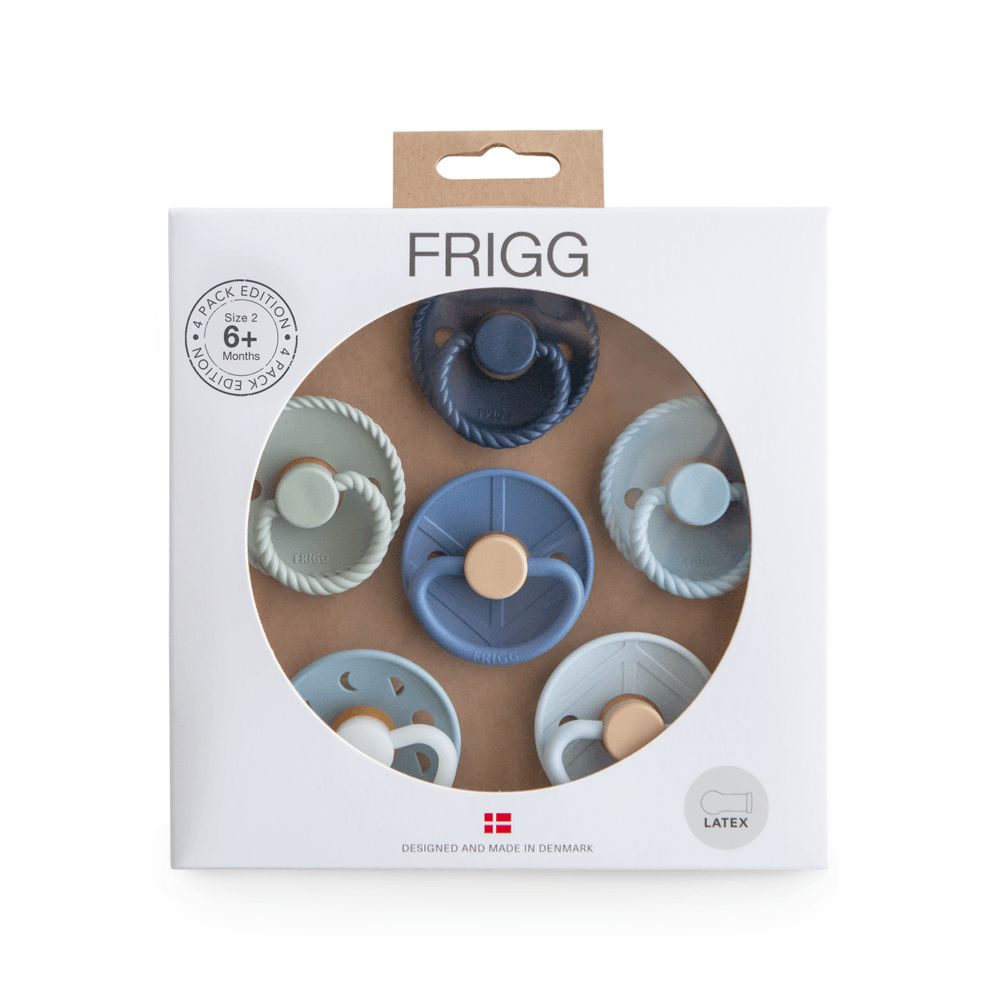 Frigg - Round Latex Baby Pacifier - 6-18M - S2 - Endless Sea - 6 Pcs