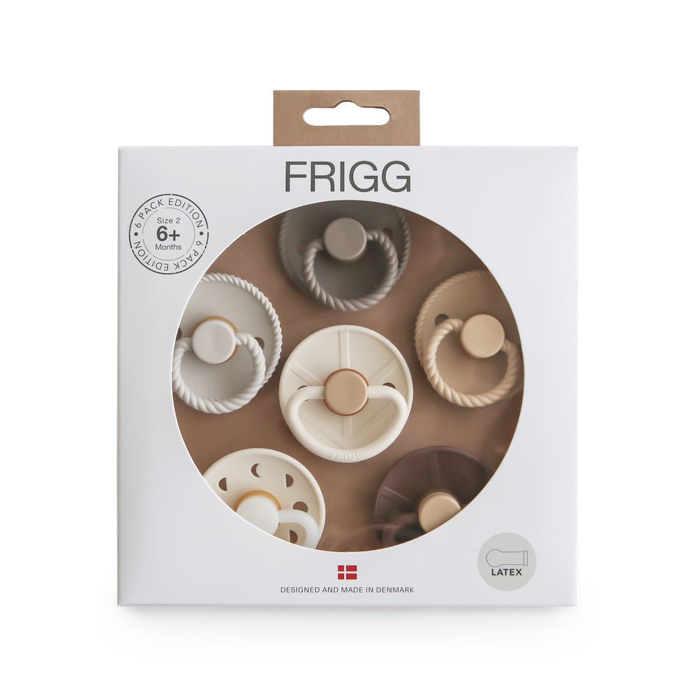 Frigg - Round Latex Baby Pacifier 6-18M - S2 - Earthy Wonder - 6 Pcs