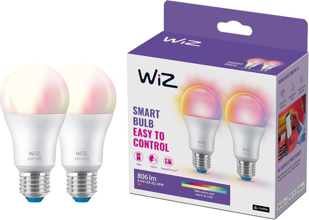 WiZ - Smart Wifi Frosted Drop Light Bulb - 2 Pcs