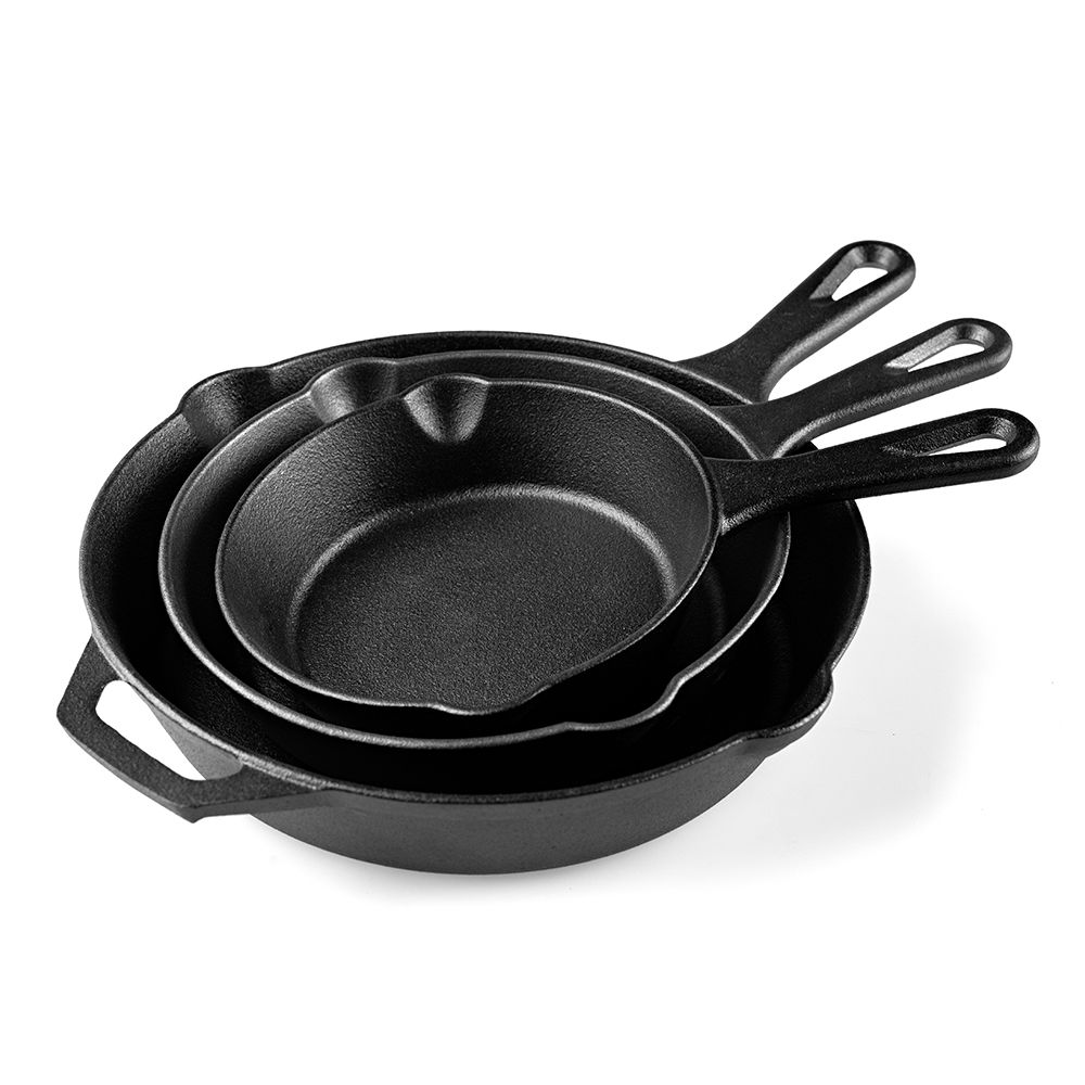 Nutricook - Essentials Cast Iron Cookware Set - 3 Pcs - Black