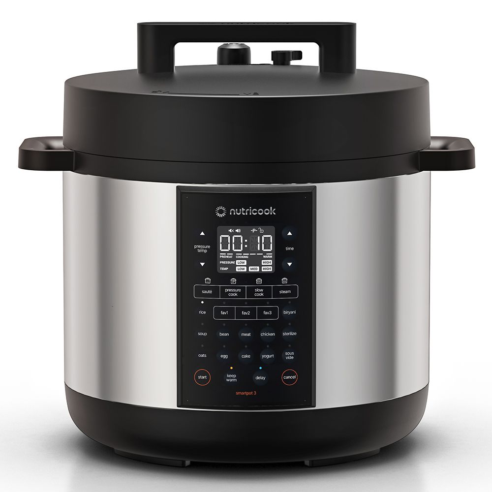 Nutricook - 12-In-1 Electric Pressure Cooker - Silver/Black - 8 L