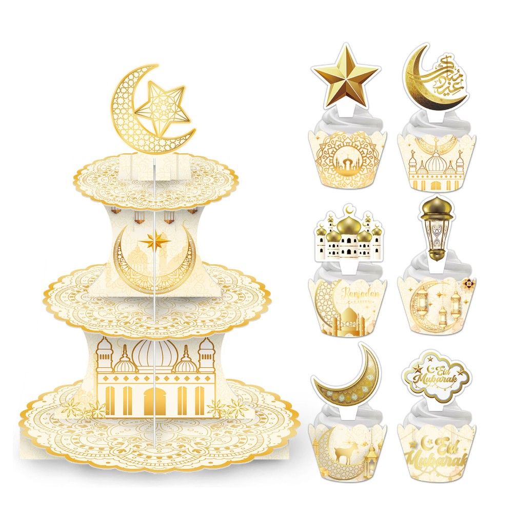 Highland - 3-Tier Eid Ramadan Cupcake Stand, Toppers & Wrappers