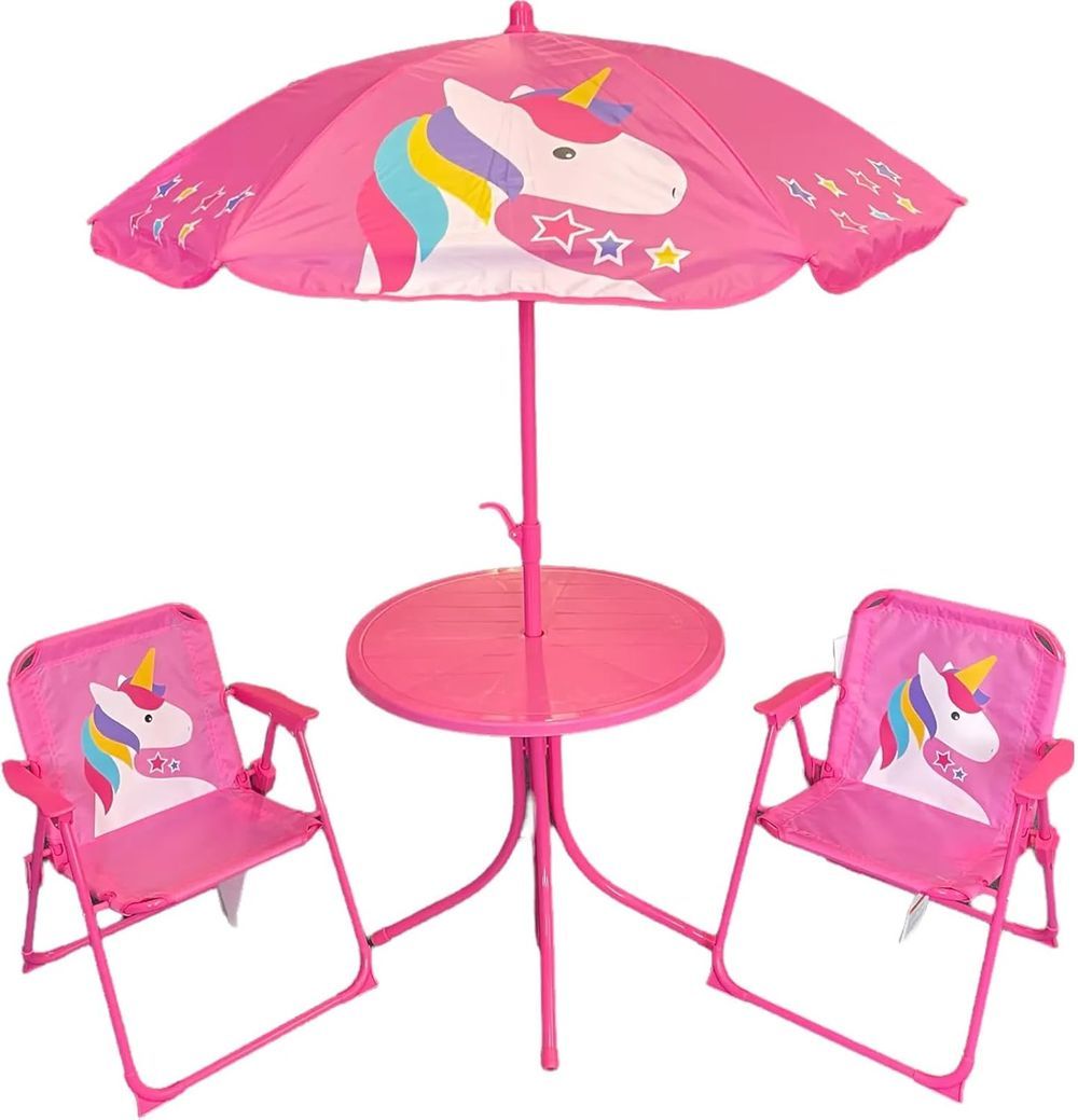 UKR - Kids Unicorn Outdoor Seating Set - Pink - 5 Pcs