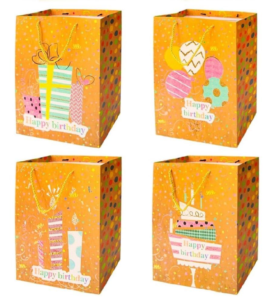 UKR - Happy Birthday Gift Bags Medium 40x30cm - 4pcs