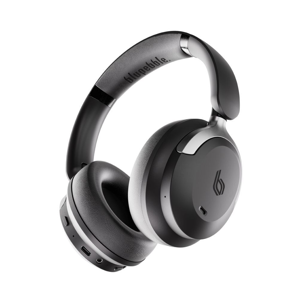 Blupebble - C80 Over-Ear Foldable Digital Noise Cancelling Ergonomic Headphones - Black