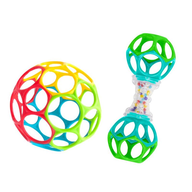 Bright Starts - Grasp The Day Ball And Rattle Toy Gift Set - 2 Pcs