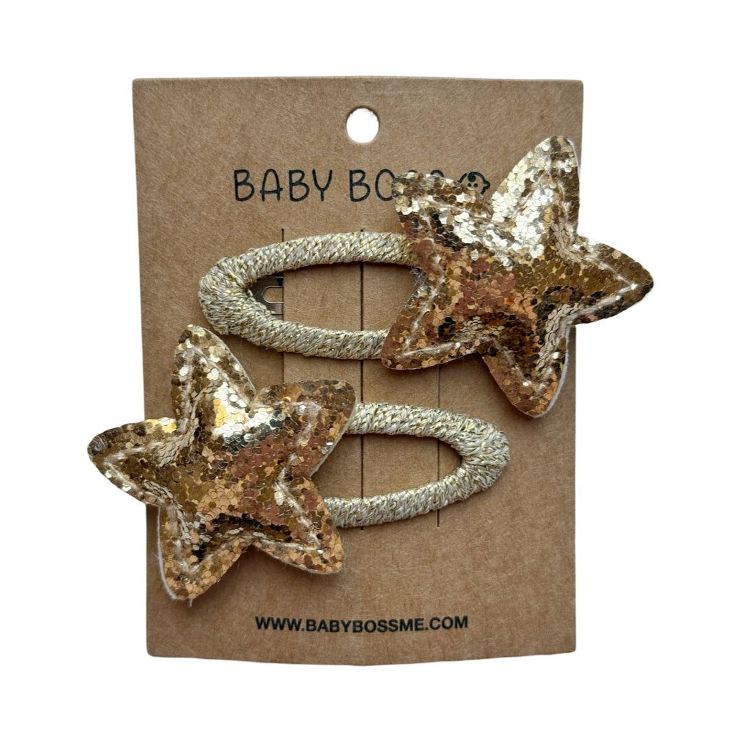 Baby Boss - Girl's Star Shaped Hair Clip Set - Gold - 2 Pcs