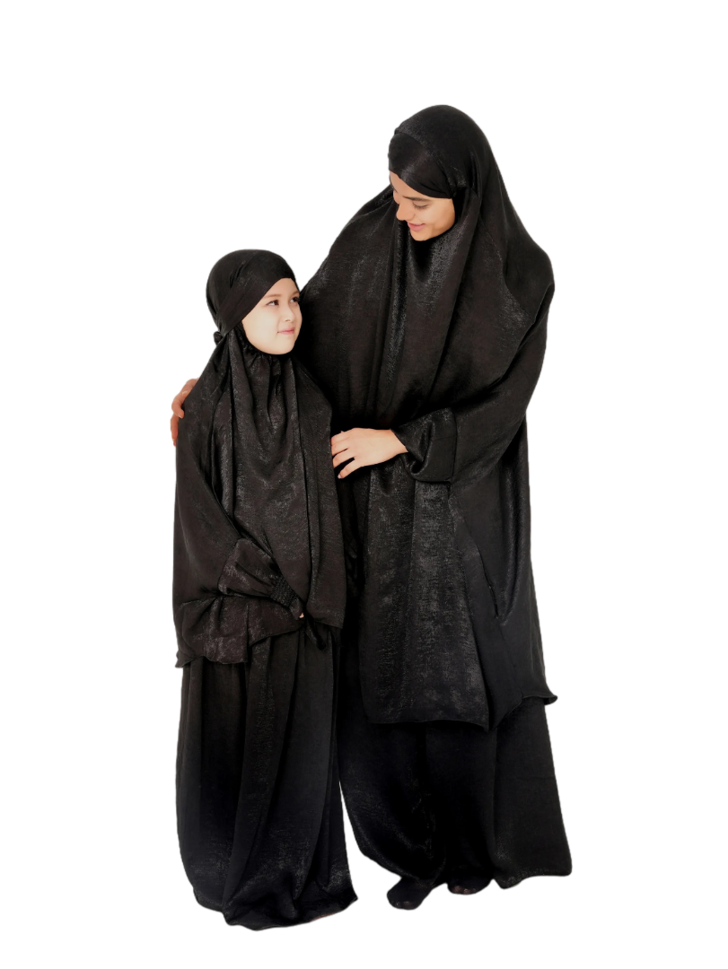 The Modest Company - 4pc-Set - Matchi Jilbab Top And Skirt - Black Velvet