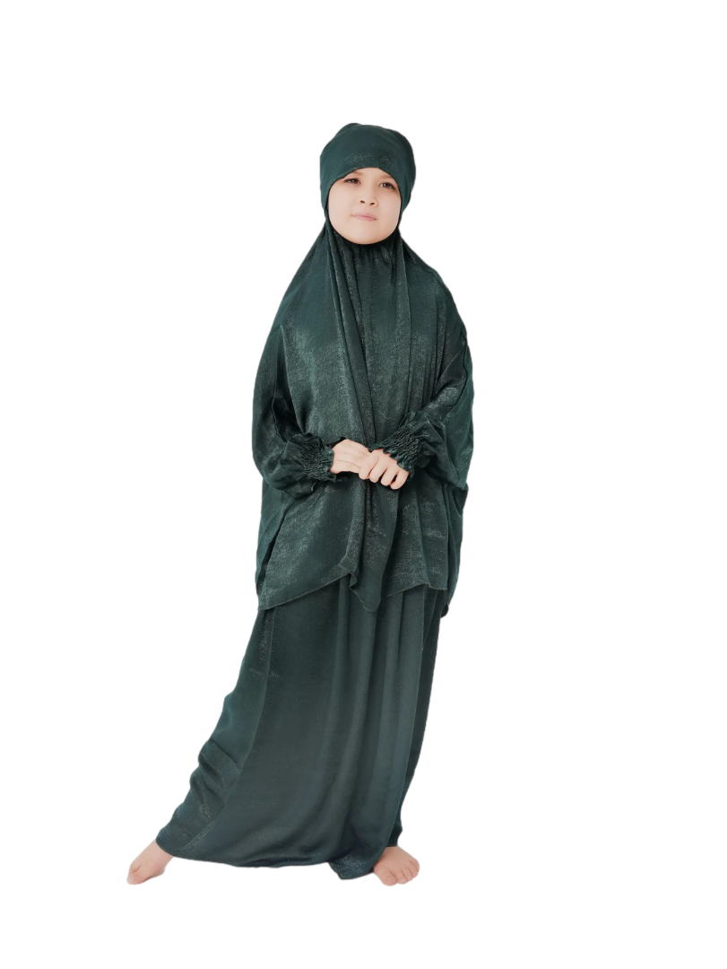 The Modest Company - 2pc-Set - Skirt And Jilbab Top - Dark Green Velvet