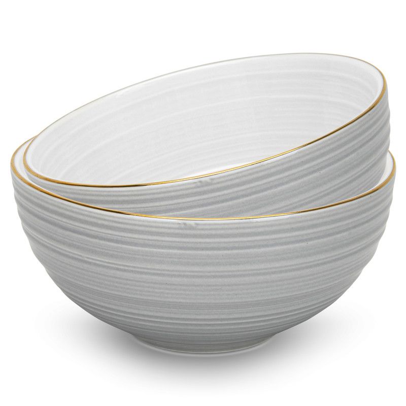 Fissman - 2 Pcs Bowls Firmina Gray 14.5/620ml New Bone China