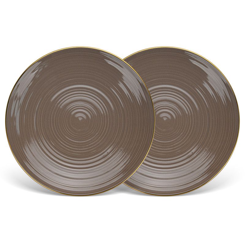 Fissman - New Bone China Plates - 20.5cm - Brown - 2Pcs