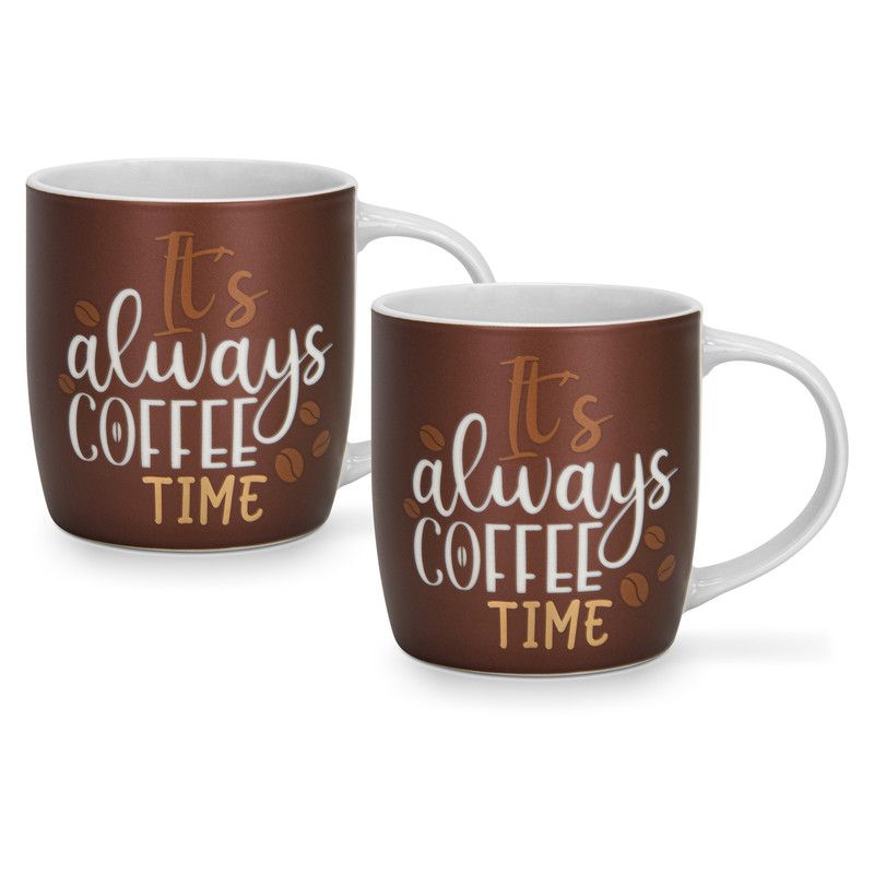 Fissman - Always Coffee Time Printed Mug Set - 310 ml - Pack of 2