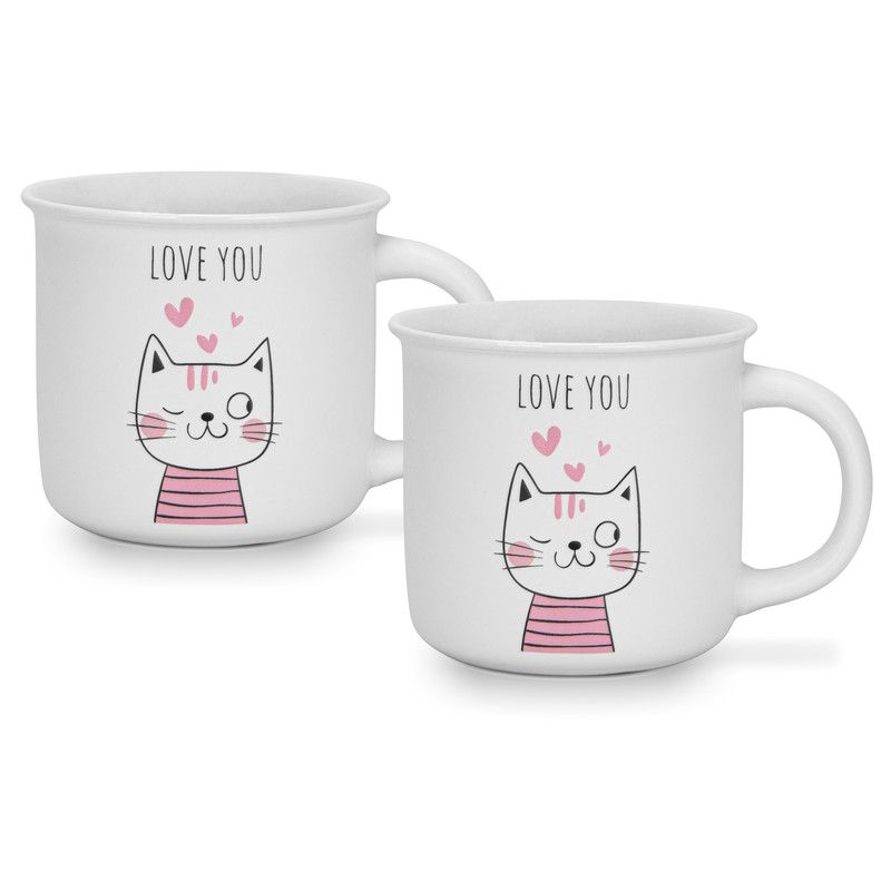 Fissman - Love You Printed Coffee Mug Set - 380 ml - Pack of 2