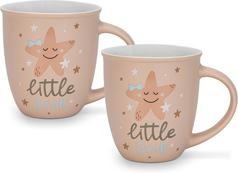 Fissman - Little Star Printed Coffee Mug Set - 380 ml - Pack of 2