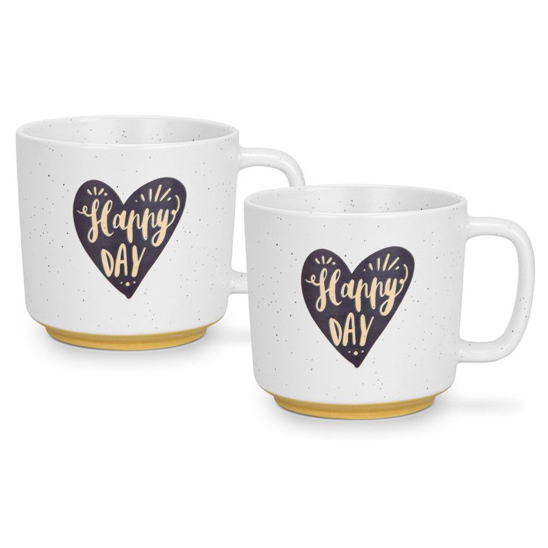 Fissman - Happy Day Printed Coffee Mug Set - 490 ml - Pack of 2