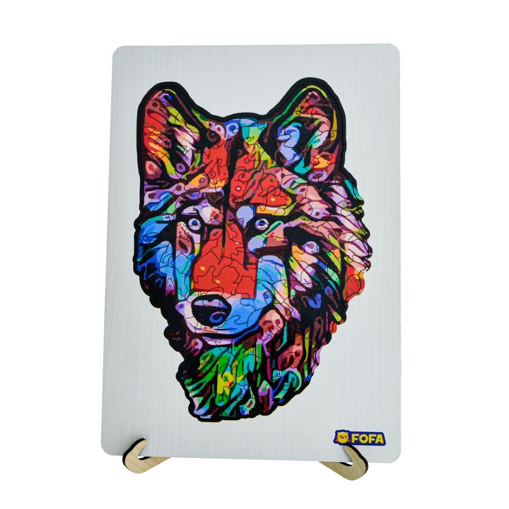 Fofa - Colorful Wooden Wolf Toy Puzzle In A Frame