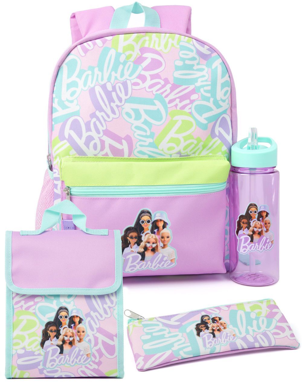 Bamboo Bark - Girls' Barbie Printed 4 Piece Backpack Set - Purple