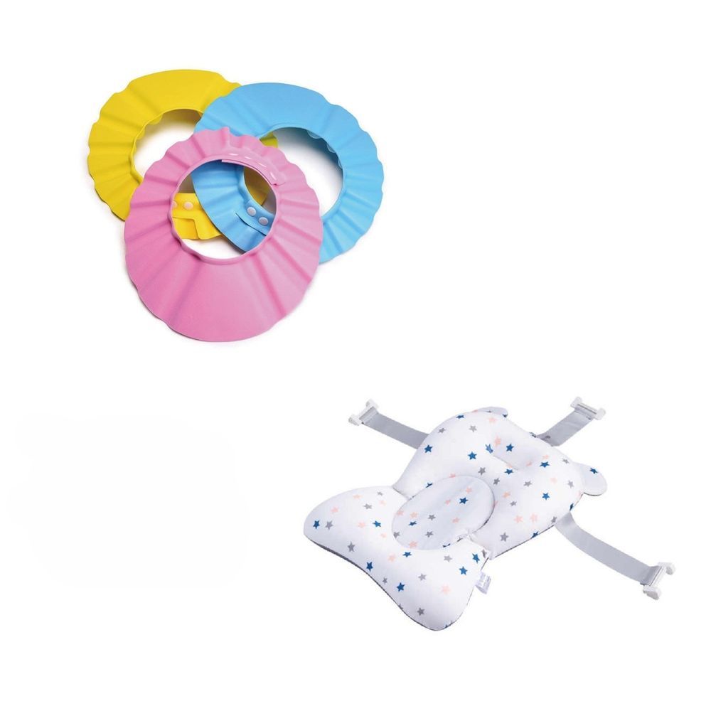 Sybil's - 2-In-1 Baby Bath Bath Pad With Baby Bath Caps - 4 Pcs