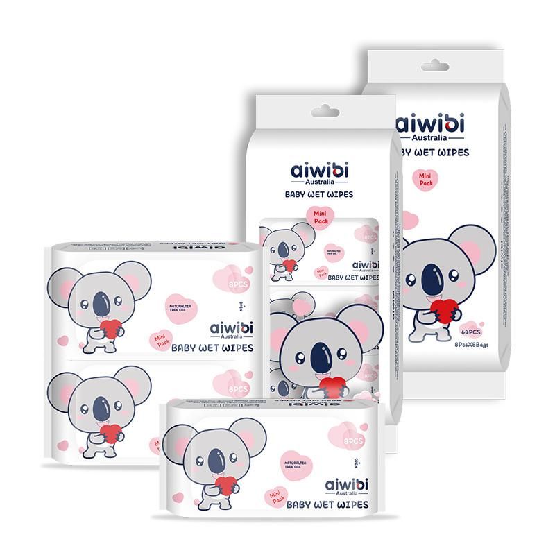 Aiwibi - Mini Baby Wet Wipes - Pack of 5 - 320pcs